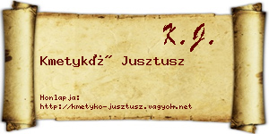 Kmetykó Jusztusz névjegykártya